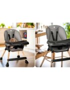 Nukido Scaun de masa multifunctional 3in1 cu utilizare versatilamasuta reglabila si detasabilahusa impermeabilacenturi de siguranta si suport picioare Tilo GriNegru