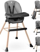 Nukido Scaun de masa multifunctional 3in1 cu utilizare versatilamasuta reglabila si detasabilahusa impermeabilacenturi de siguranta si suport picioare Tilo GriNegru