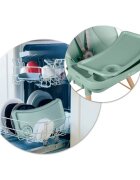 Nukido Scaun de masa multifunctional 3in1 cu utilizare versatilamasuta reglabila si detasabilahusa impermeabilacenturi de siguranta si suport picioare Tilo Verde