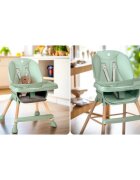 Nukido Scaun de masa multifunctional 3in1 cu utilizare versatilamasuta reglabila si detasabilahusa impermeabilacenturi de siguranta si suport picioare Tilo Verde