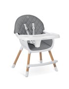 Nukido Scaun de masa multifunctional 3in1 pentru copii cu masuta reglabila si detasabilahusa din PU usor de curatatsuport picioaretransformabil in scaunel clasic Lilo Grey