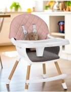 Nukido Scaun de masa multifunctional 3in1 pentru copii cu masuta reglabila si detasabilahusa din PU usor de curatatsuport picioaretransformabil in scaunel clasic Lilo Pink