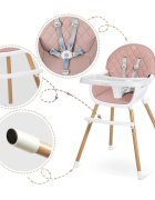 Nukido Scaun de masa multifunctional 3in1 pentru copii cu masuta reglabila si detasabilahusa din PU usor de curatatsuport picioaretransformabil in scaunel clasic Lilo Pink