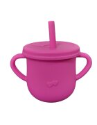Oaki Cana din silicon cu manere si pai pentru copii 200 ml fucsia