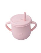 Oaki Cana din silicon cu manere si pai pentru copii 200 ml roz pal
