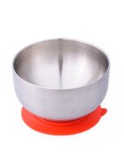 Oaki Castron din inox cu capac si ventuza Rosu