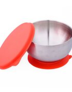 Oaki Castron din inox cu capac si ventuza Rosu