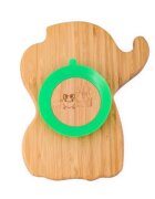 Oaki Farfurie elefant din bambus organic cu baza tip ventuza verde