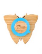 Oaki Farfurie fluturas din bambus organic cu baza tip ventuza albastru