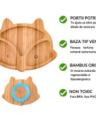 Oaki Farfurie vulpita din bambus organic cu baza tip ventuza Portocaliu