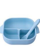 Oaki Set castron farfurie cu ventuza lingurita si capac bleu