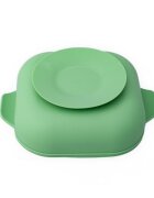 Oaki Set castron farfurie cu ventuza lingurita si capac verde pal