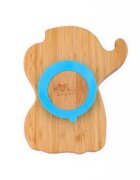 Oaki Set castron si farfurie cu lingurita pentru diversificare din bambus Elefant Albastru