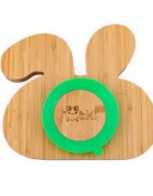 Oaki Set castron si farfurie iepuras din bambus cu lingurita pentru copii verde