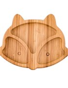 Oaki Set castron si farfurie vulpita din bambus pentru copii galben