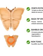 Oaki Set diversificare castron si farfurie fluturas din bambus cu lingurita portocaliu