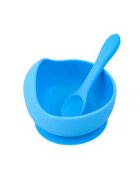 Oaki Set diversificare pentru copii castron cu ventuza si lingurita din silicon albastru