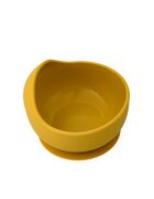 Oaki Set diversificare pentru copii castron cu ventuza si lingurita din silicon galben