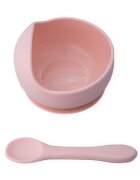 Oaki Set diversificare pentru copii castron cu ventuza si lingurita din silicon roz pal