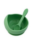 Oaki Set diversificare pentru copii castron cu ventuza si lingurita din silicon verde pal