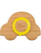 Oaki Set diversificare pentru copii Castron farfurie masinuta din bambus cu lingurita cana cu pai si baveta Galben