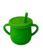 Oaki Set diversificare pentru copii Castron farfurie masinuta din bambus cu lingurita cana cu pai si baveta Verde