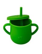 Oaki Set diversificare pentru copii Castron farfurie masinuta din bambus cu lingurita cana cu pai si baveta Verde