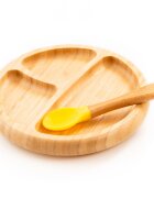 Oaki Set diversificare pentru copii castron farfurie si doua lingurite din bambus galben