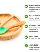 Oaki Set diversificare pentru copii castron farfurie si doua lingurite din bambus verde