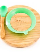 Oaki Set diversificare pentru copii castron farfurie si doua lingurite din bambus verde