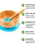 Oaki Set diversificare pentru copii castron si lingurita din bambus albastru