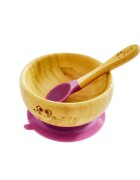 Oaki Set diversificare pentru copii castron si lingurita din bambus mov