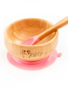 Oaki Set diversificare pentru copii castron si lingurita din bambus roz