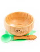 Oaki Set diversificare pentru copii castron si lingurita din bambus verde