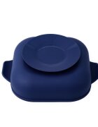 Oaki Set diversificare pentru copii farfurie compartimentata cu ventuza capac si lingurita din silicon Bleumarin