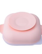 Oaki Set diversificare pentru copii farfurie compartimentata cu ventuza capac si lingurita din silicon Roz pal