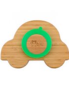 Oaki Set diversificare pentru copii vastron si farfurie masinuta din bambus cu lingurita verde