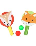 Orange Tree Toys Palete din Lemn Vulpea si Caprioara cu 2 mingii usoare ping-pong de la 3 ani