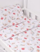 Paturica fermecata Lenjerie 3 piese pat 90x200 cm model flori de bumbac