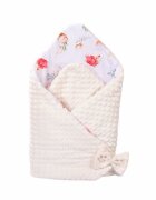 Paturica fermecata Paturica de infasat model flori de bumbac si plus minky crem 80x80 cm