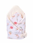 Paturica fermecata Paturica de infasat model flori de bumbac si plus minky crem 80x80 cm