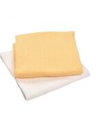 Paturica fermecata Set 2 museline bumbac organic alb galben 80x80 cm