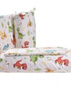 Paturica fermecata Set complet lenjerie si aparatori patut 120x60 cm model dinozauri