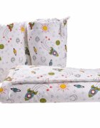Paturica fermecata Set complet lenjerie si aparatori patut 120x60 cm model rachete