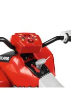 PEG-PEREGO ATV electric pentru copii Peg Perego Polaris Outlaw 330 W 12V Negru rosu tractiune pe doua roti schimbator de viteza lumini led suport pentru picioare sarcina maxima 40 kg