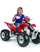 PEG-PEREGO ATV electric pentru copii Peg Perego Polaris Outlaw 330 W 12V Negru rosu tractiune pe doua roti schimbator de viteza lumini led suport pentru picioare sarcina maxima 40 kg