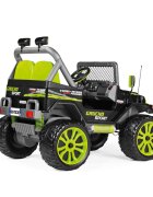 PEG-PEREGO Masina electrica pentru copii Gaucho Sport 12V VerdeNegru 500W cu suspensii 2 locuri reglabile si pornire lenta