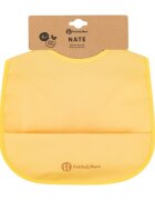 Petite&Mars Baveta impermeabila cu buzunar PetiteMars Nate fara pvc si ftalati 37x27 cm 6 luni+ prindere velcro Ocru