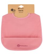 Petite&Mars Baveta impermeabila cu buzunar PetiteMars Nate Fara pvc si ftalati 37x27 cm 6 luni+ prindere velcro Roz