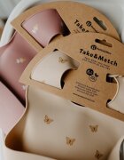 Petite&Mars Baveta moale PetiteMars Bitter Cocoa Maro TakeMatch reglabila cu buzunar colector silicon fara BPA 6 luni+